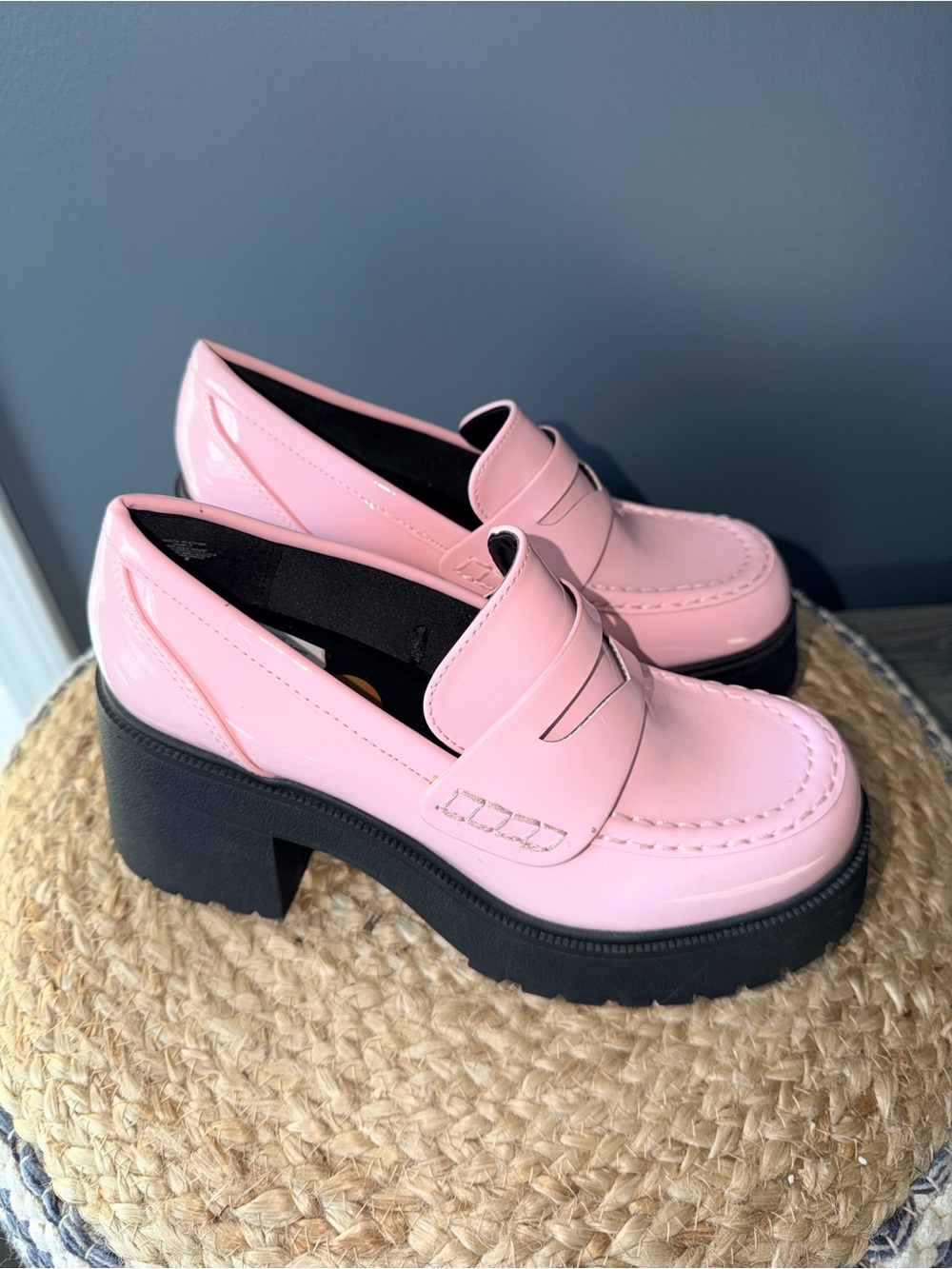 Soda Penny Loafer Platform Shoes Pink